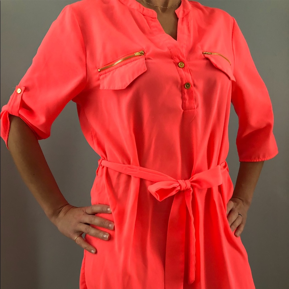 Hot neon pink shirt dress. Size XL.